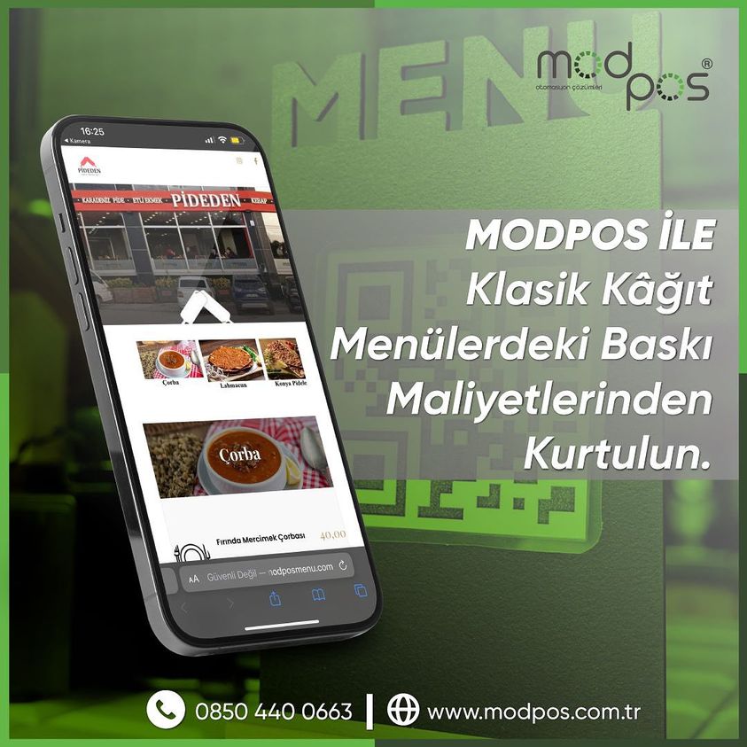 MODPOS QR menü ile menülerinizi güncel tutun.
